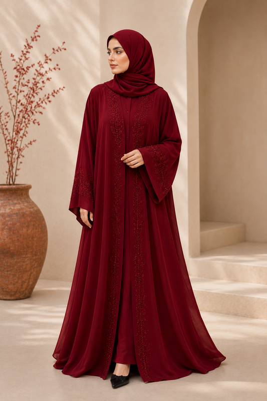 Sahar Abaya – Elegant Beige Open Abaya